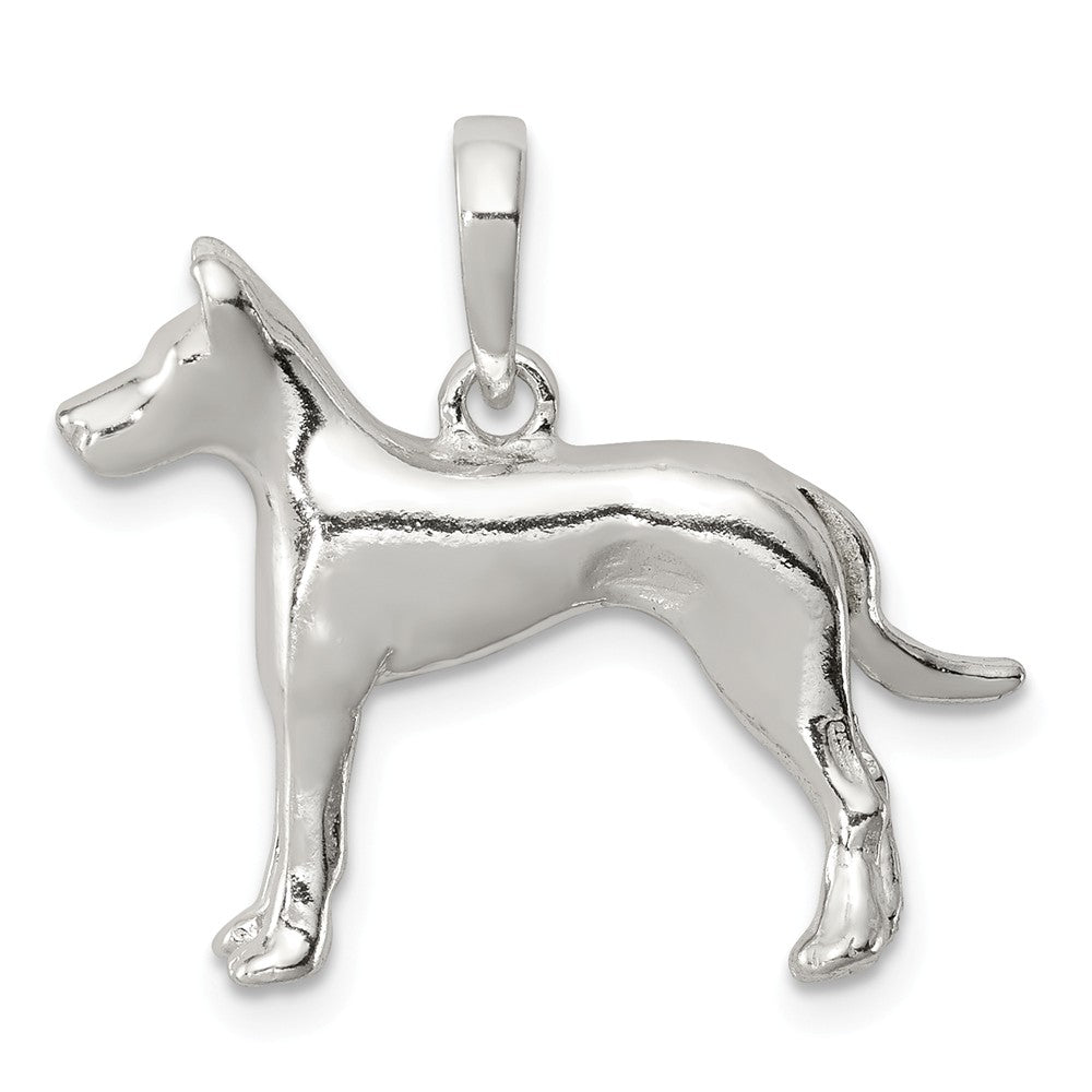 Sterling Silver Polished 3D Great Dane Pendant, Item P10826 by The Black Bow Jewelry Co.