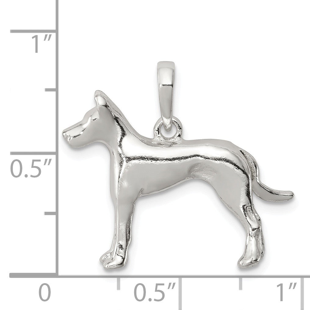 Alternate view of the Sterling Silver Polished 3D Great Dane Pendant by The Black Bow Jewelry Co.