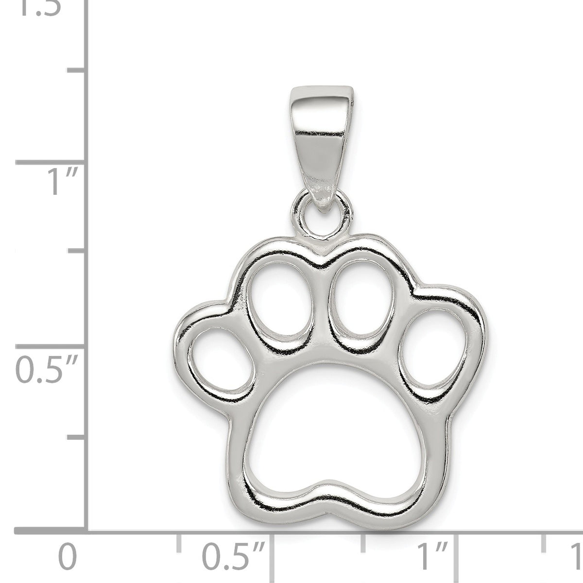 Alternate view of the Sterling Silver 20mm Open Paw Print Pendant by The Black Bow Jewelry Co.