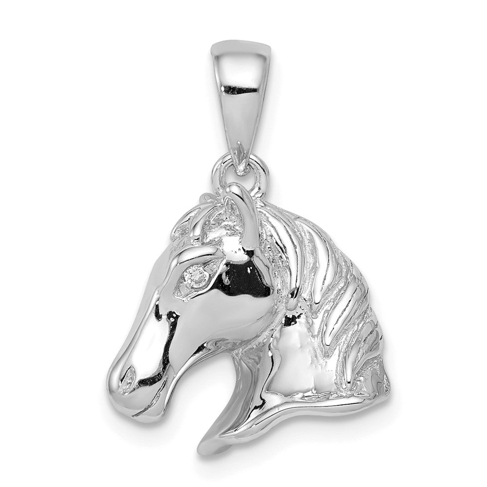 Sterling Silver Polished Horse Head Pendant, Item P10828 by The Black Bow Jewelry Co.