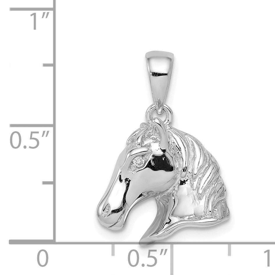 Alternate view of the Sterling Silver Polished Horse Head Pendant by The Black Bow Jewelry Co.