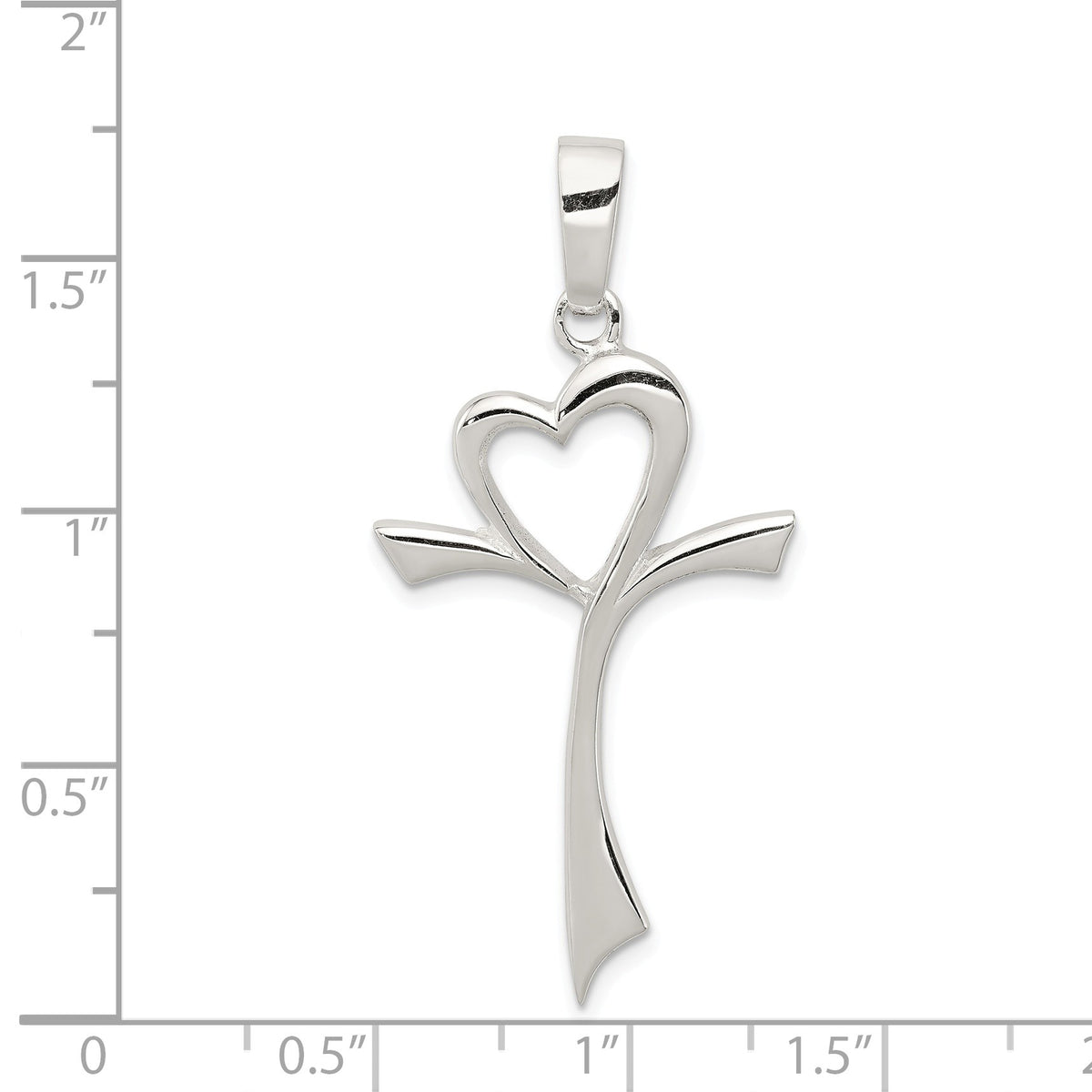 Alternate view of the Sterling Silver Large Polished Heart Cross by The Black Bow Jewelry Co.