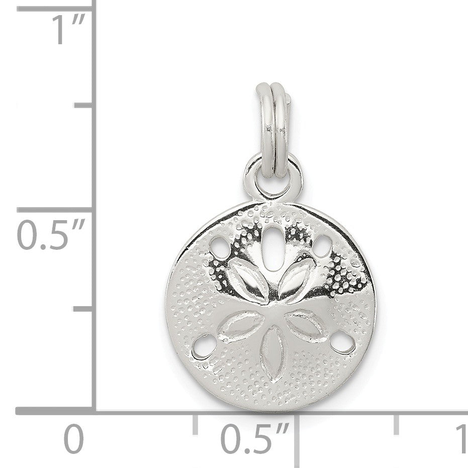Alternate view of the Sterling Silver 13mm Polished Sand Dollar Charm by The Black Bow Jewelry Co.