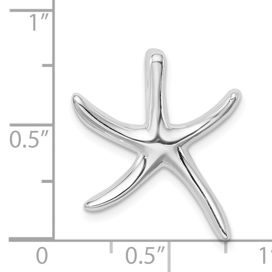 Alternate view of the Sterling Silver 22mm Polished Pencil Starfish Slide Pendant by The Black Bow Jewelry Co.