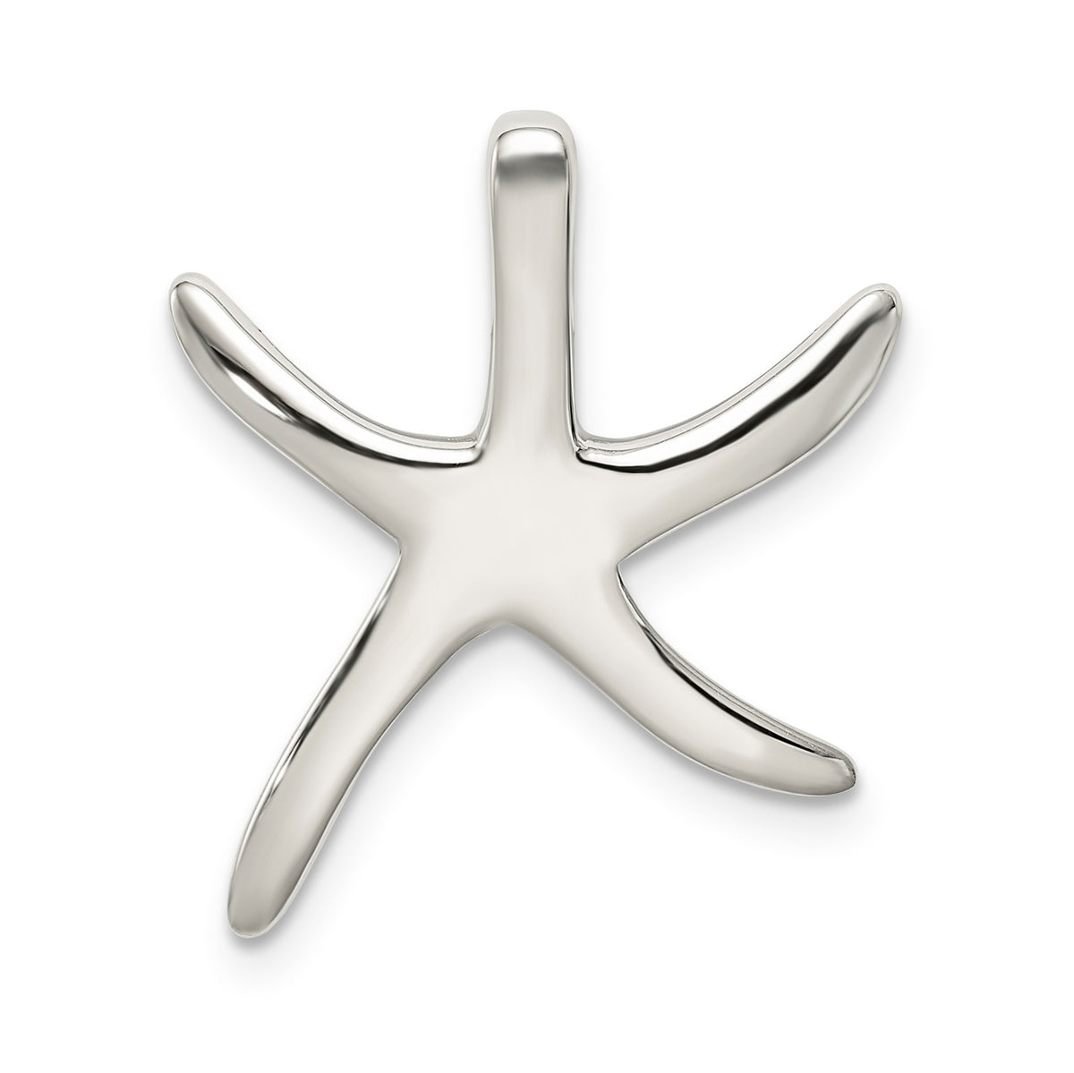 Alternate view of the Sterling Silver 22mm Polished Pencil Starfish Slide Pendant by The Black Bow Jewelry Co.