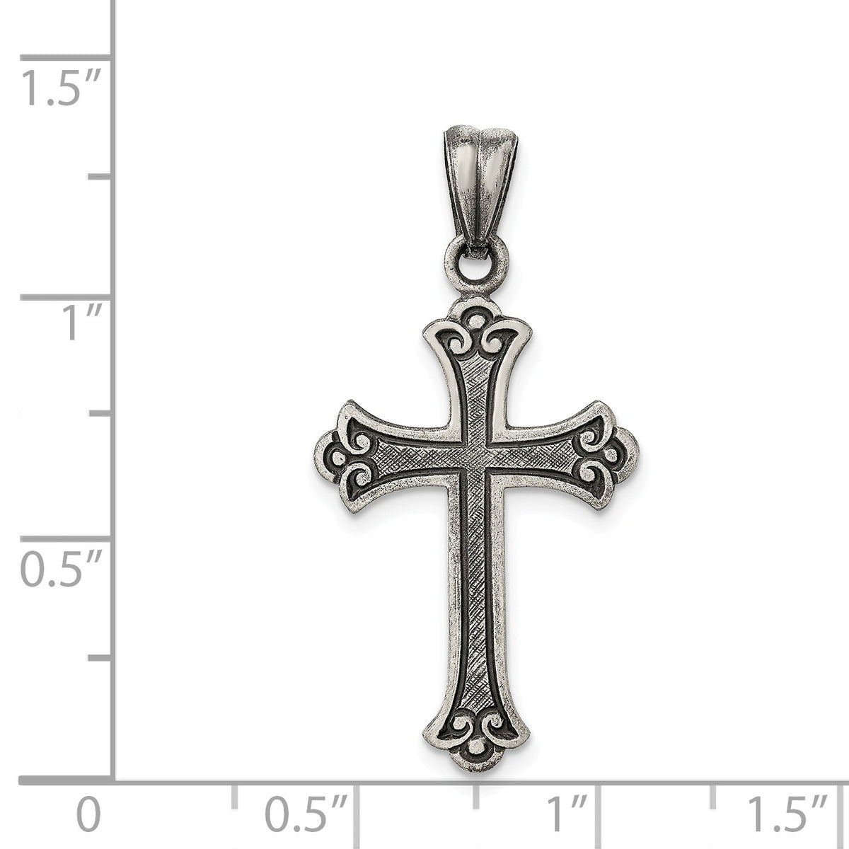 Alternate view of the Sterling Silver Antiqued Fleur de Lis Cross Pendant by The Black Bow Jewelry Co.