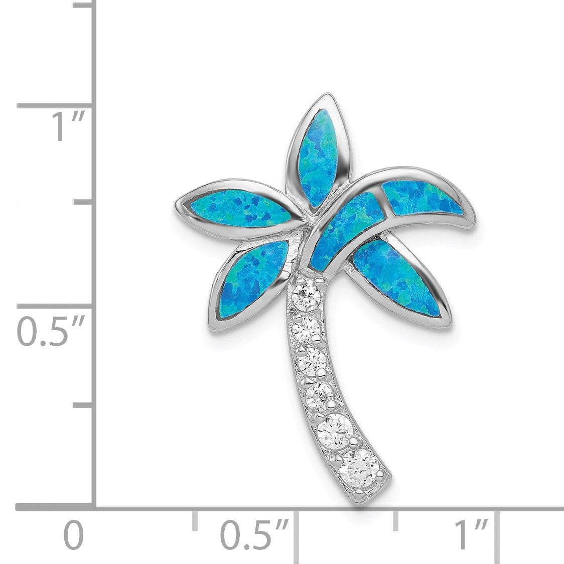 Alternate view of the Sterling Silver, Created Opal and Cubic Zirconia Palm Tree Pendant by The Black Bow Jewelry Co.