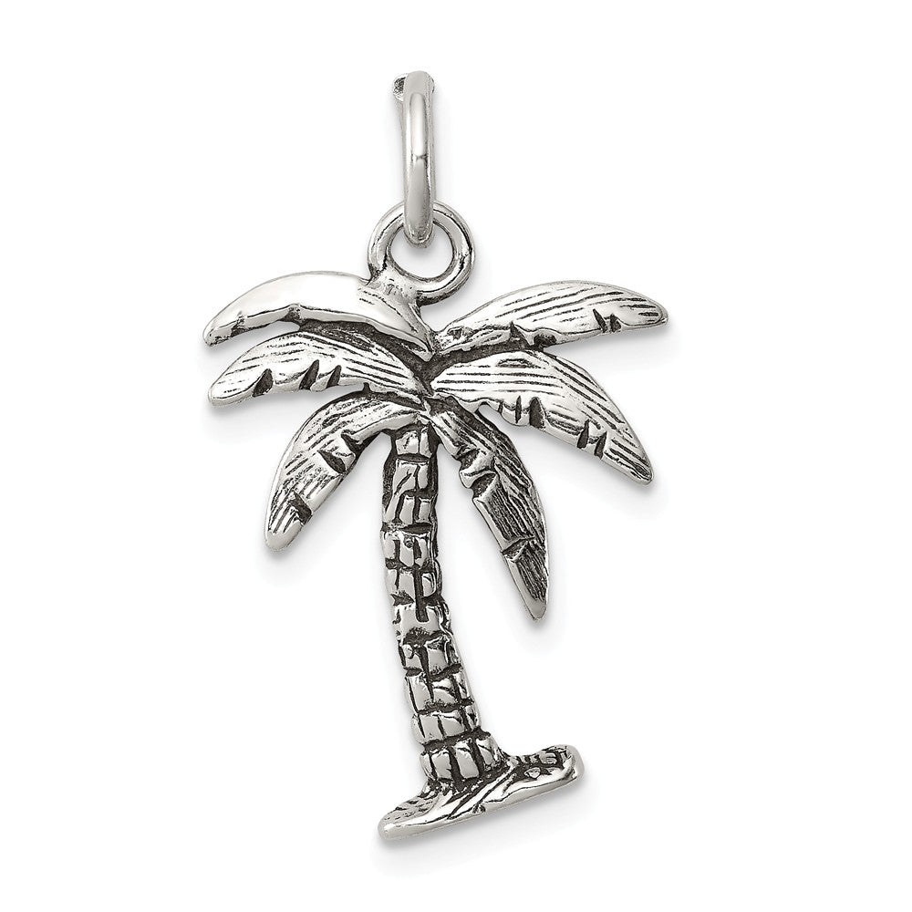 Sterling Silver 3D Antiqued Palm Tree Pendant, Item P10846 by The Black Bow Jewelry Co.