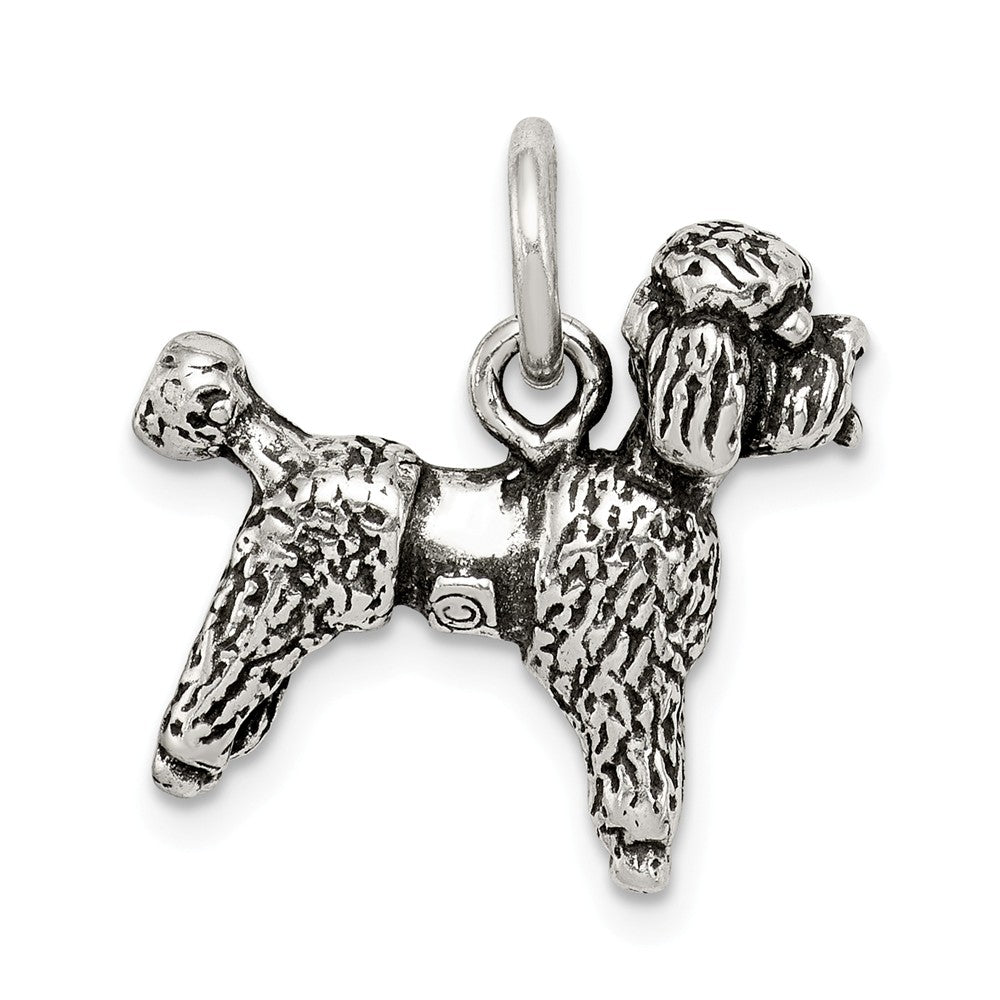 Sterling Silver 3D Antiqued Poodle Charm or Pendant, Item P10849 by The Black Bow Jewelry Co.