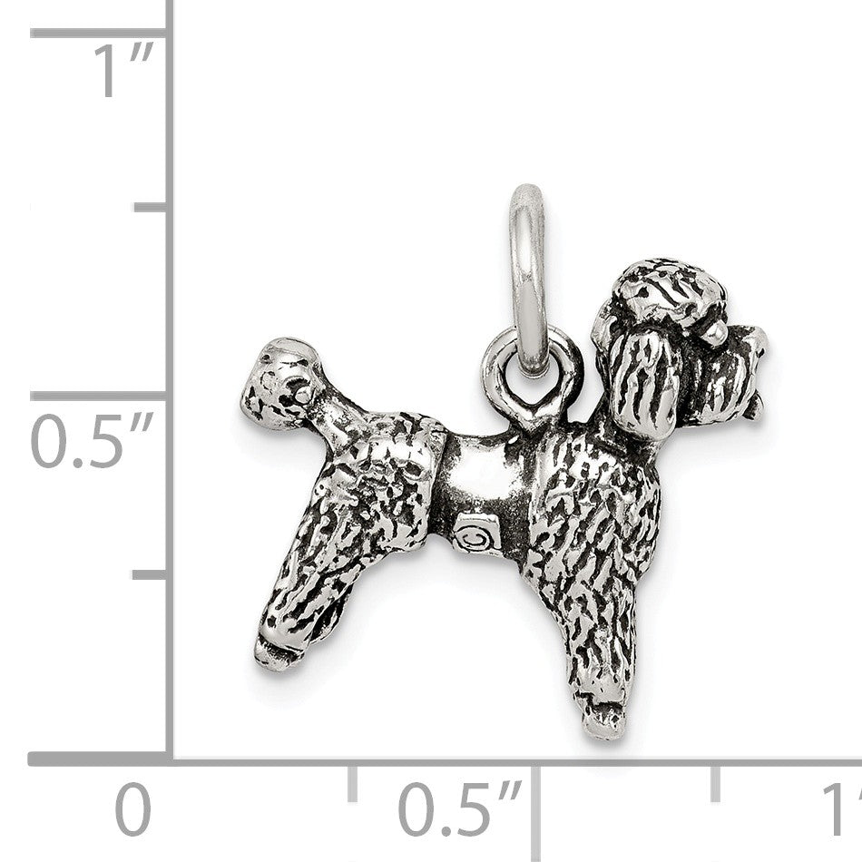 Alternate view of the Sterling Silver 3D Antiqued Poodle Charm or Pendant by The Black Bow Jewelry Co.