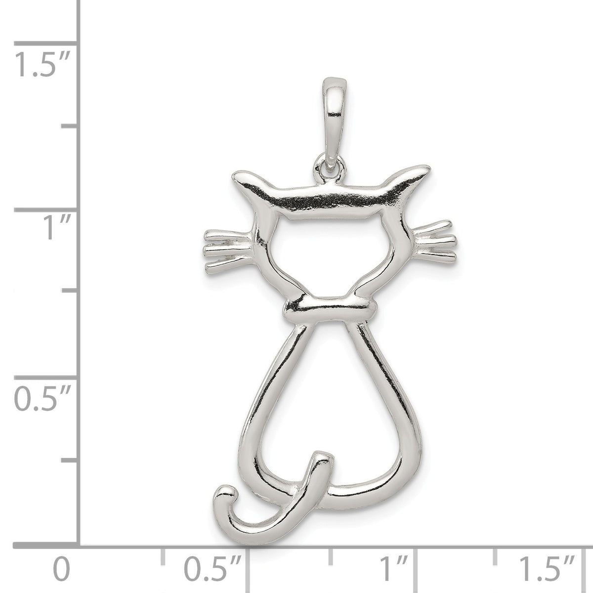 Alternate view of the Sterling Silver 25mm Polished Cat Silhouette Pendant by The Black Bow Jewelry Co.