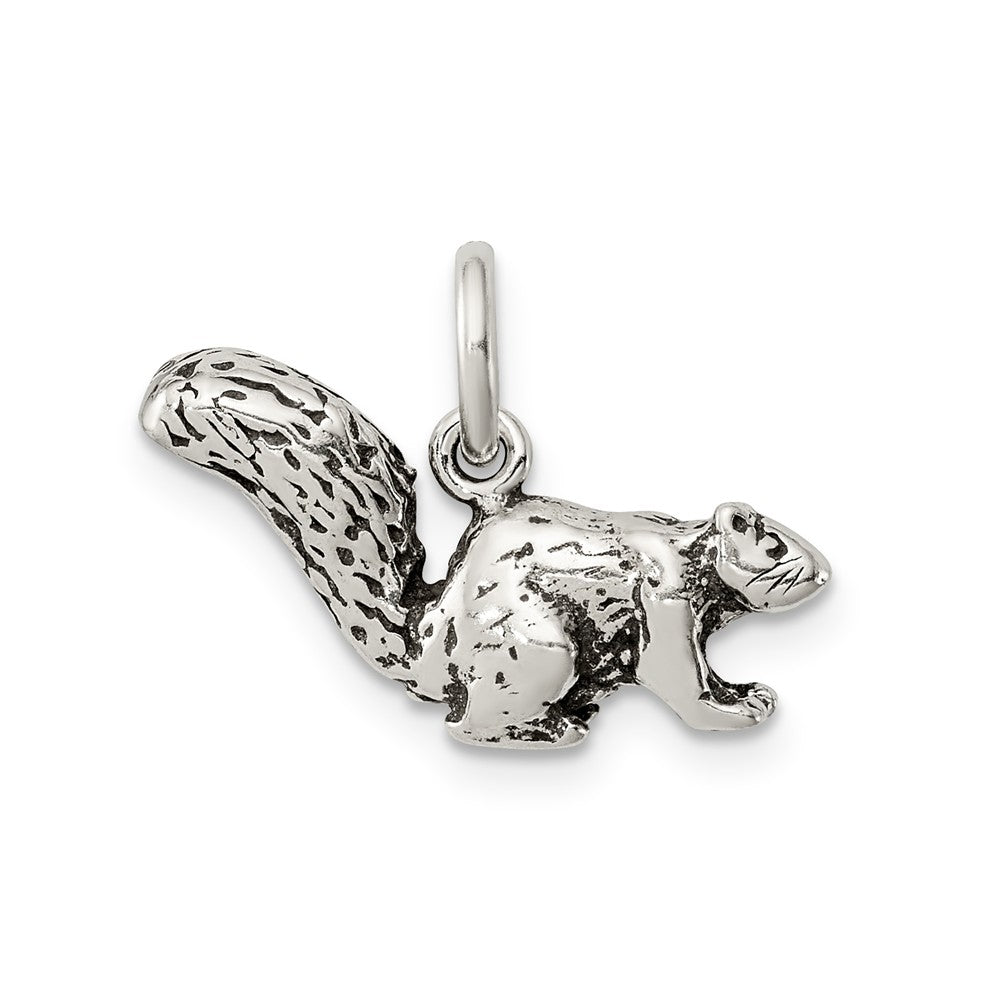 Sterling Silver Small Antiqued Squirrel Charm or Pendant, Item P10852 by The Black Bow Jewelry Co.