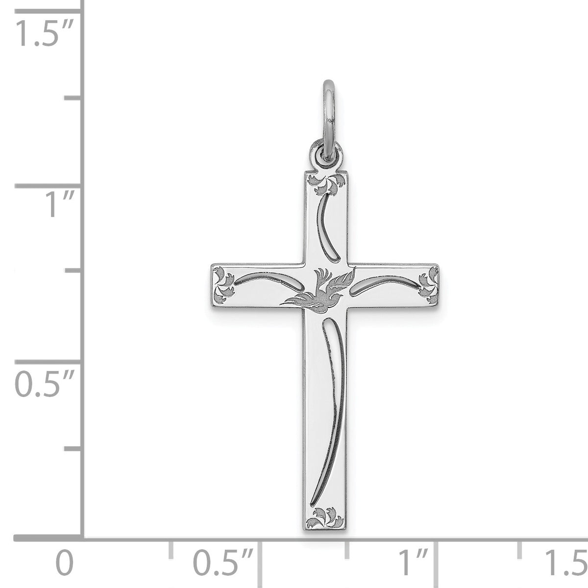 Alternate view of the Sterling Silver 25mm Laser Etched Cross Pendant by The Black Bow Jewelry Co.