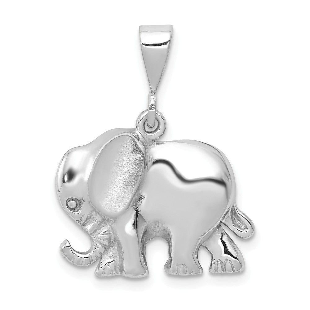 14k White Gold Polished and Satin Elephant Pendant, 19mm, Item P10859 by The Black Bow Jewelry Co.