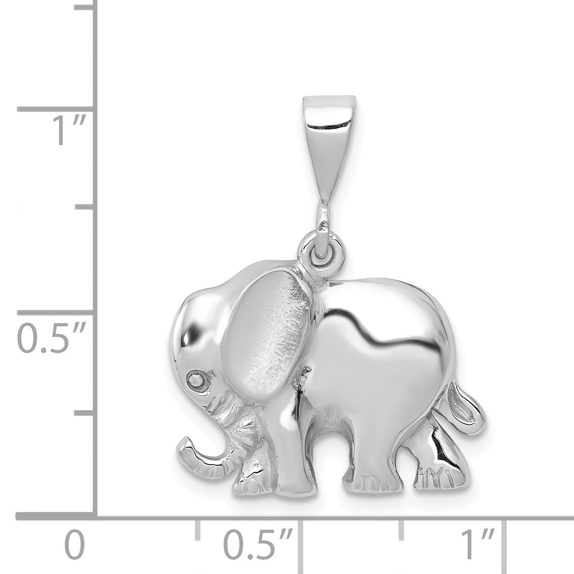 Alternate view of the 14k White Gold Polished and Satin Elephant Pendant, 19mm by The Black Bow Jewelry Co.