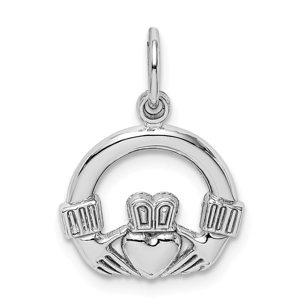 14k White Gold Claddagh Charm, 13mm, Item P10860 by The Black Bow Jewelry Co.