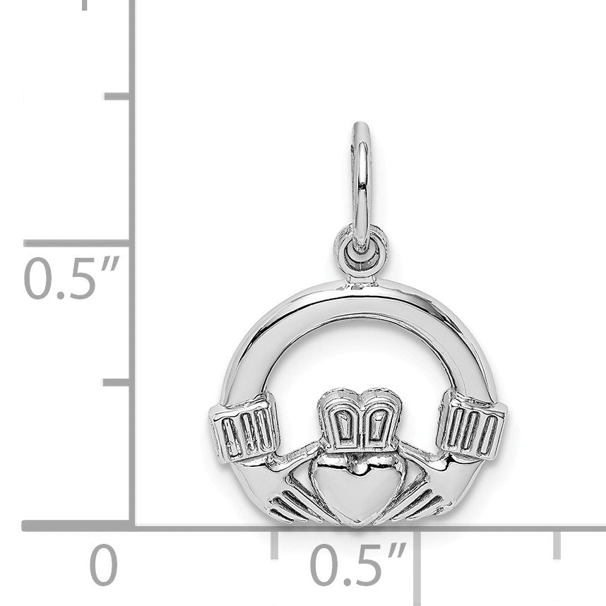 Alternate view of the 14k White Gold Claddagh Charm, 13mm by The Black Bow Jewelry Co.