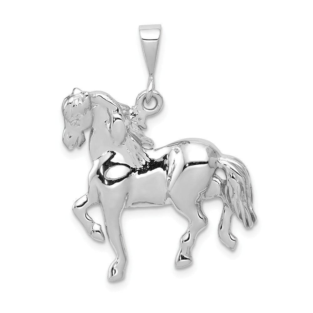 14k White Gold Polished Horse Pendant, 25mm, Item P10861 by The Black Bow Jewelry Co.