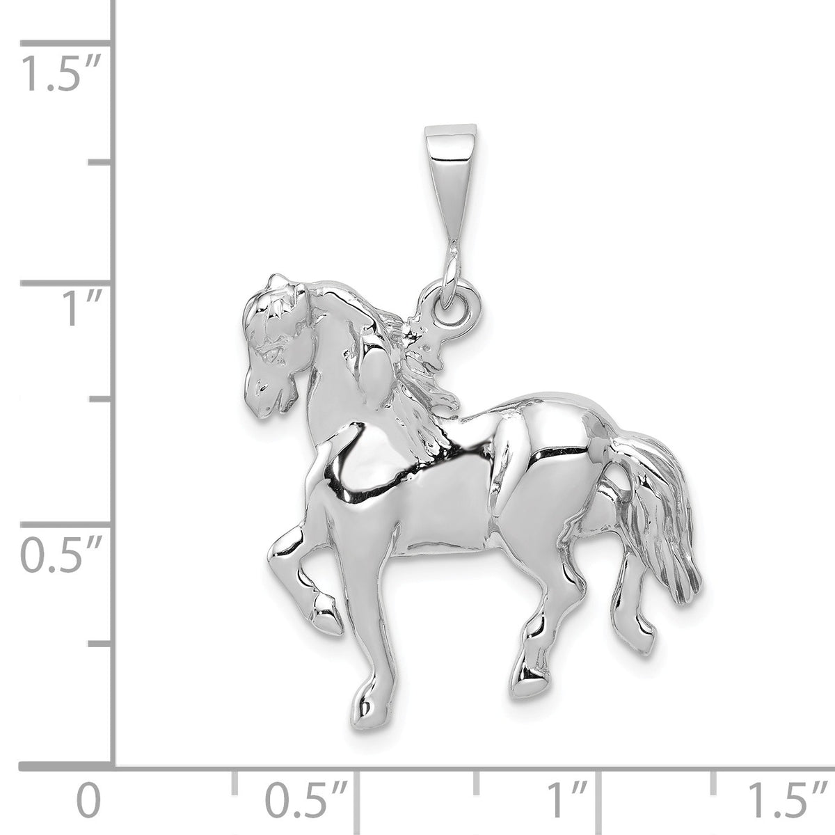 Alternate view of the 14k White Gold Polished Horse Pendant, 25mm by The Black Bow Jewelry Co.