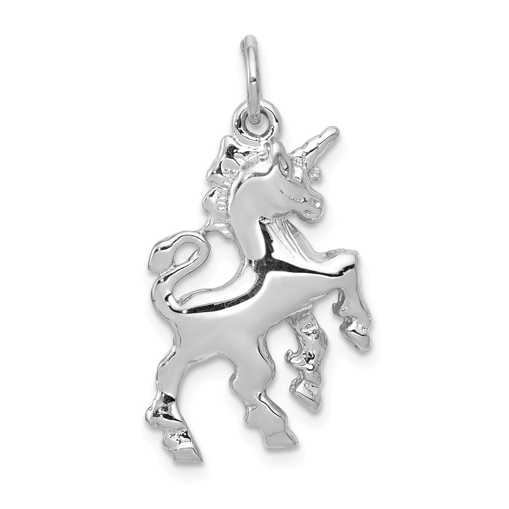 14k White Gold Polished Unicorn Charm or Pendant, Item P10862 by The Black Bow Jewelry Co.