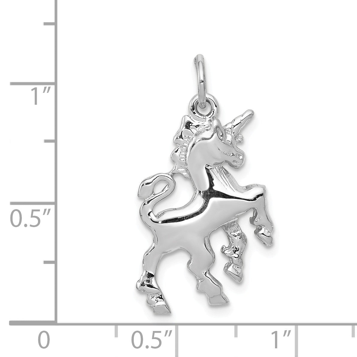 Alternate view of the 14k White Gold Polished Unicorn Charm or Pendant by The Black Bow Jewelry Co.