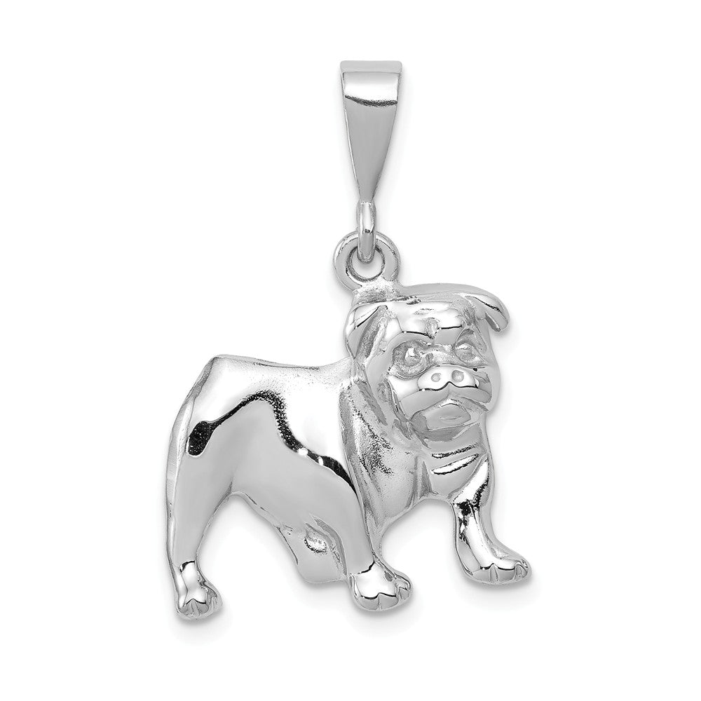 14k White Gold Polished 2D Bulldog Pendant, Item P10865 by The Black Bow Jewelry Co.