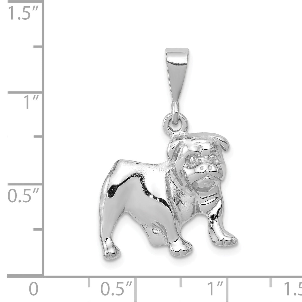 Alternate view of the 14k White Gold Polished 2D Bulldog Pendant by The Black Bow Jewelry Co.
