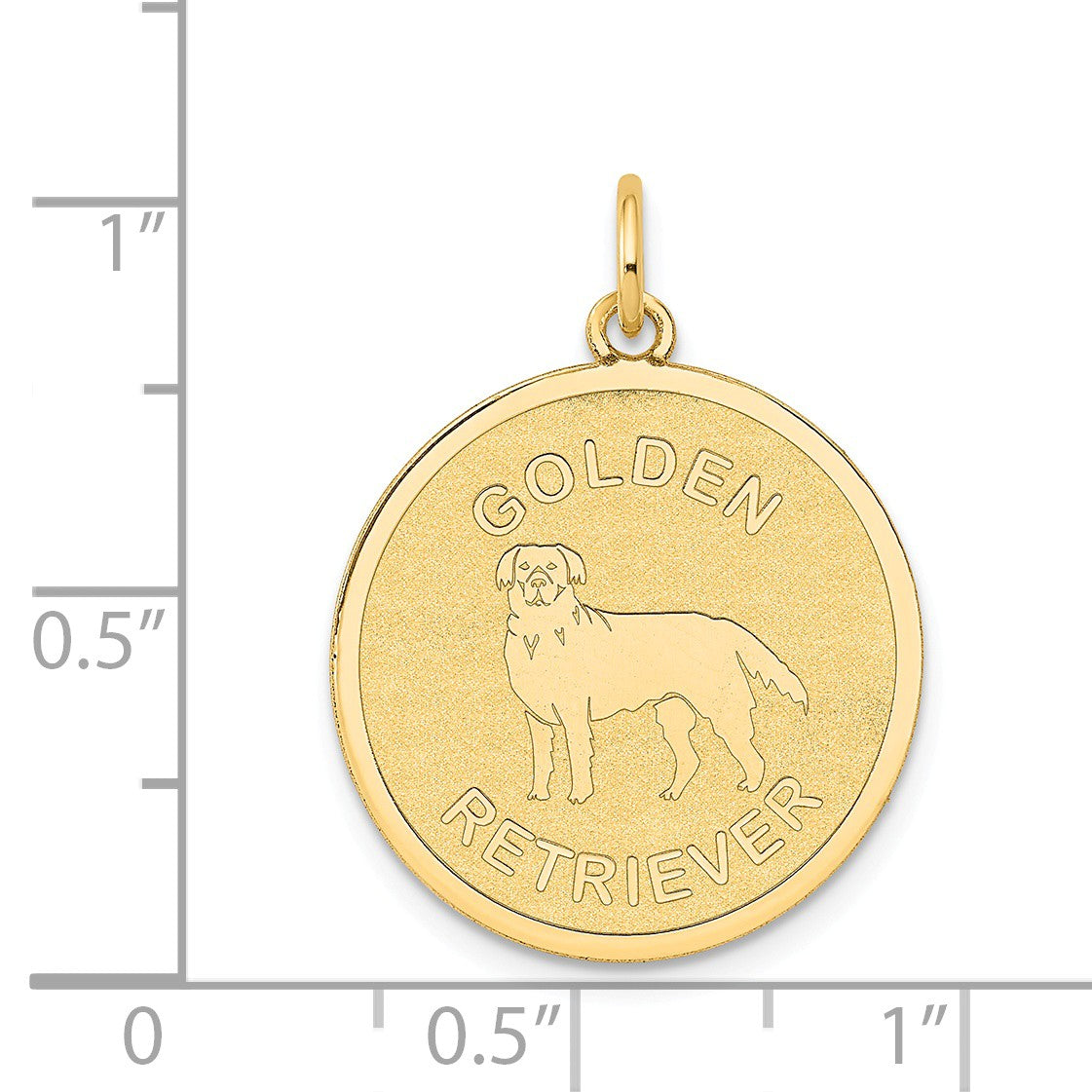 Alternate view of the 14k Yellow Gold Laser Etched Golden Retriever Disc Pendant, 19mm by The Black Bow Jewelry Co.