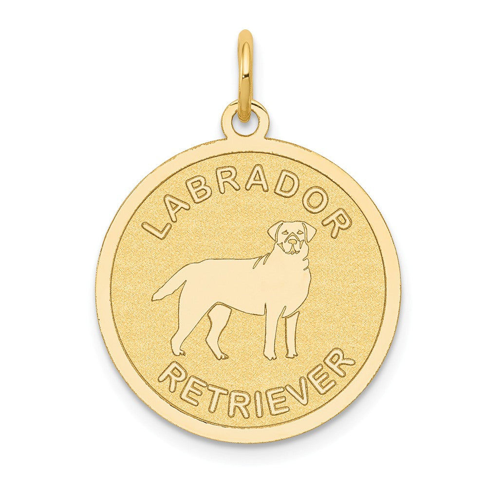 14k Yellow Gold Laser Etched Labrador Retriever Disc Pendant, 19mm, Item P10874 by The Black Bow Jewelry Co.