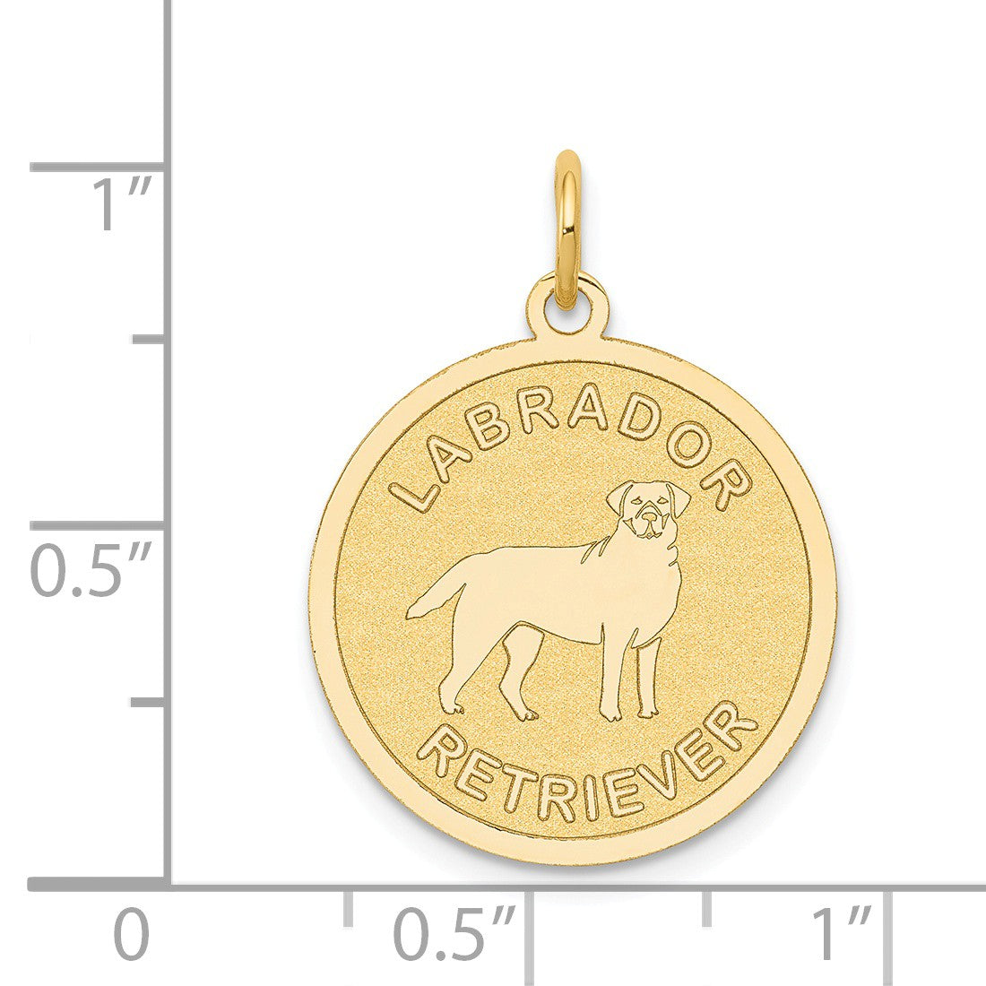 Alternate view of the 14k Yellow Gold Laser Etched Labrador Retriever Disc Pendant, 19mm by The Black Bow Jewelry Co.
