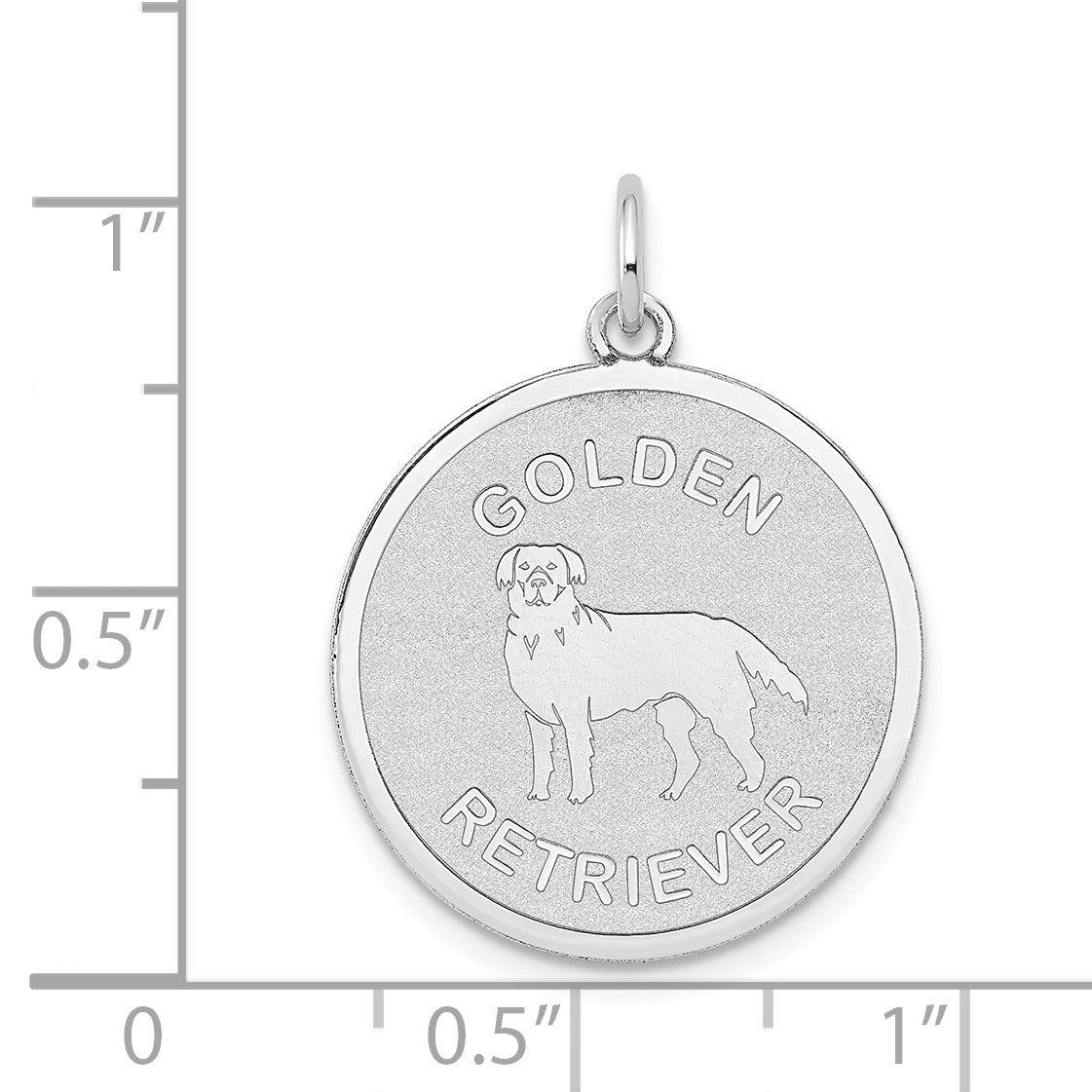 Alternate view of the 14k White Gold Laser Etched Golden Retriever Disc Pendant, 19mm by The Black Bow Jewelry Co.