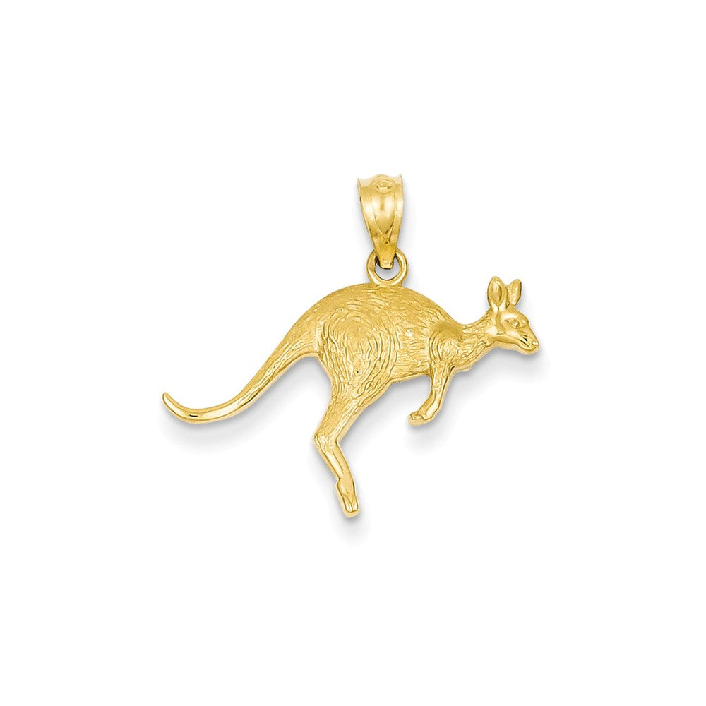 14k Yellow Gold Hopping Kangaroo Pendant, Item P10885 by The Black Bow Jewelry Co.