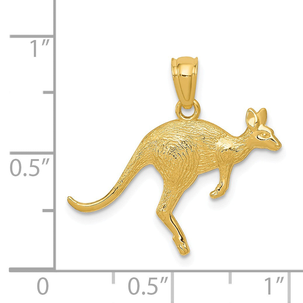 Alternate view of the 14k Yellow Gold Hopping Kangaroo Pendant by The Black Bow Jewelry Co.