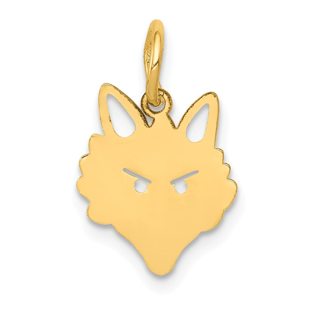 14k Yellow Gold Polished Fox Head Charm or Pendant, Item P10886 by The Black Bow Jewelry Co.