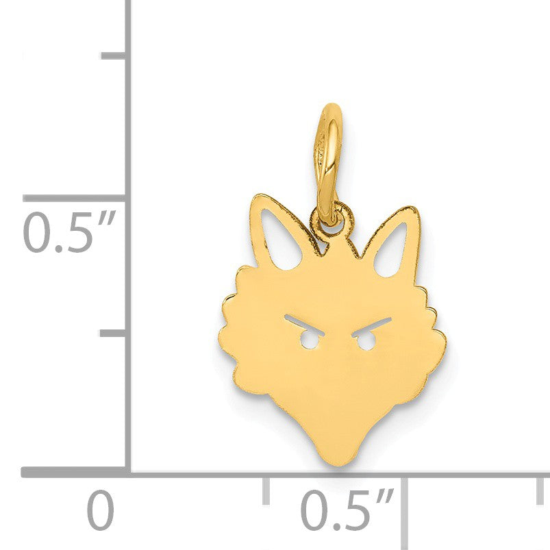 Alternate view of the 14k Yellow Gold Polished Fox Head Charm or Pendant by The Black Bow Jewelry Co.