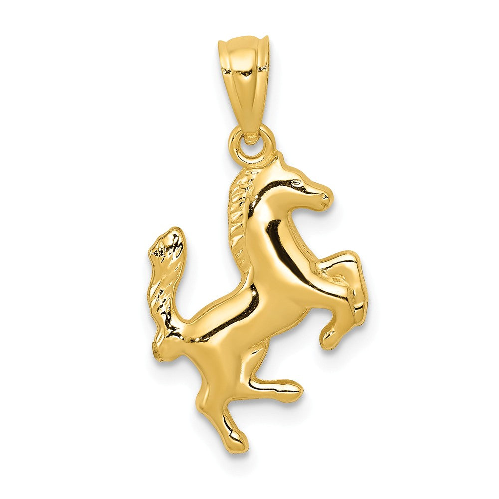 14k Yellow Gold 2D Rearing Horse Pendant, Item P10889 by The Black Bow Jewelry Co.