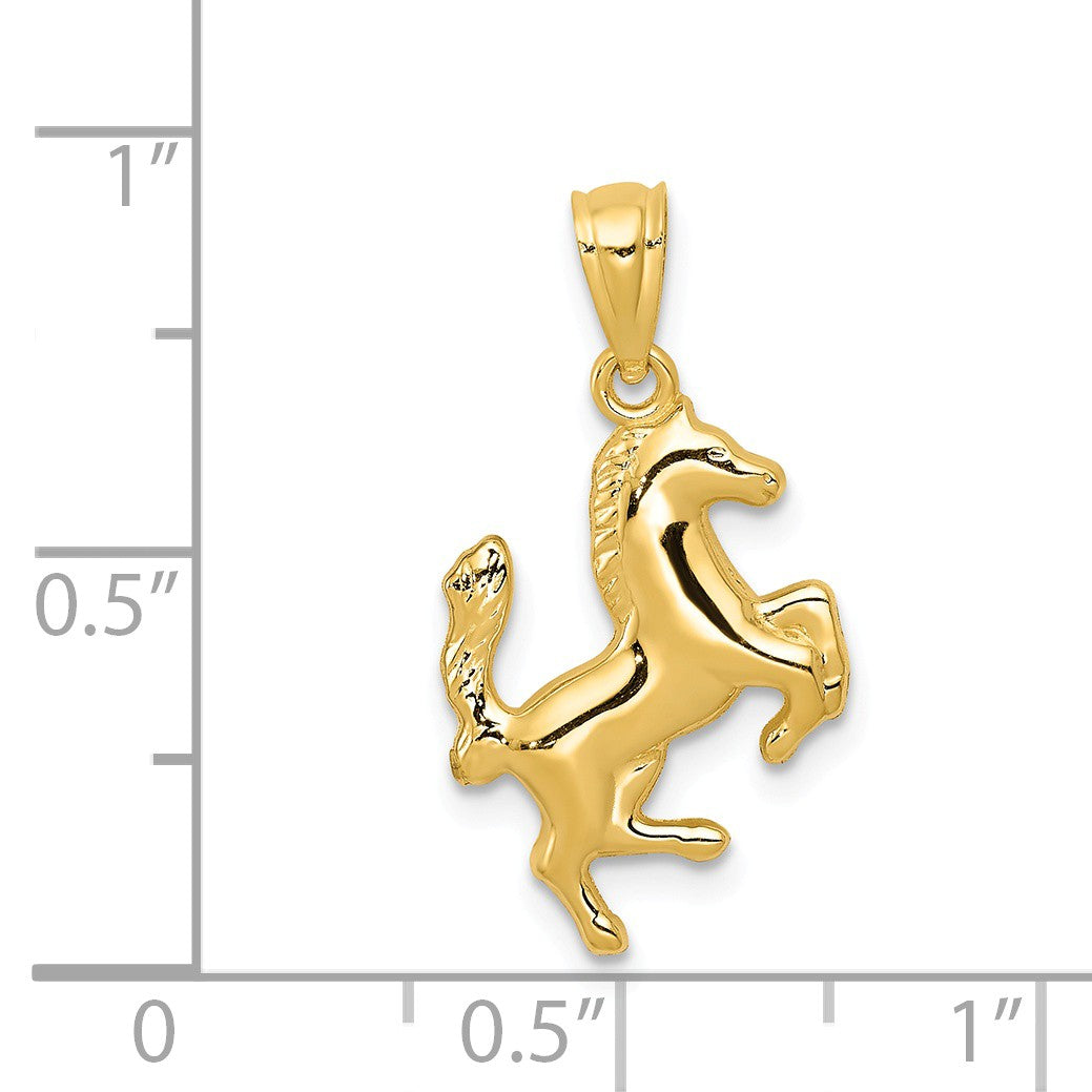 Alternate view of the 14k Yellow Gold 2D Rearing Horse Pendant by The Black Bow Jewelry Co.