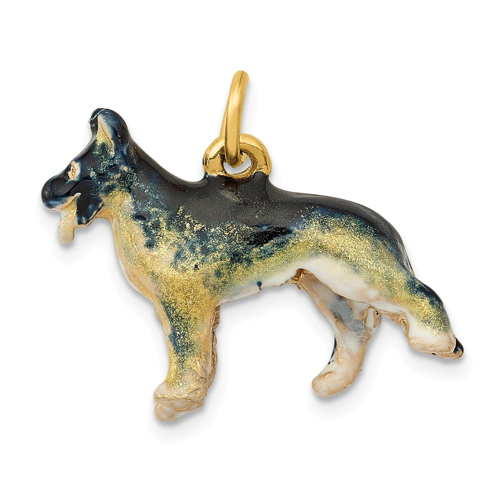 14k Yellow Gold 3D Enameled German Shepherd Pendant or Charm, Item P10894 by The Black Bow Jewelry Co.