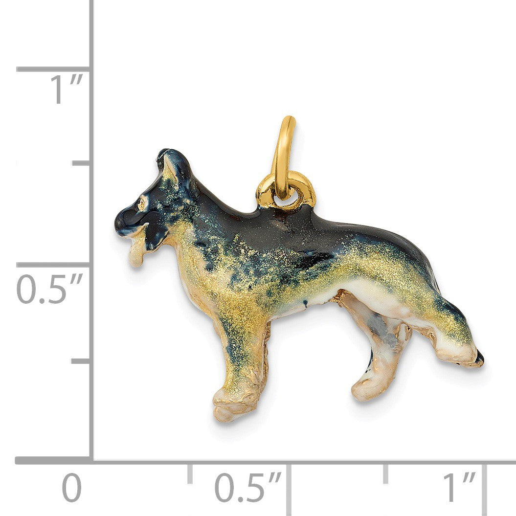 Alternate view of the 14k Yellow Gold 3D Enameled German Shepherd Pendant or Charm by The Black Bow Jewelry Co.