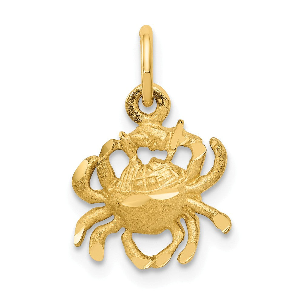 14k Yellow Gold Cancer the Crab Zodiac Satin and Diamond Cut Charm ...