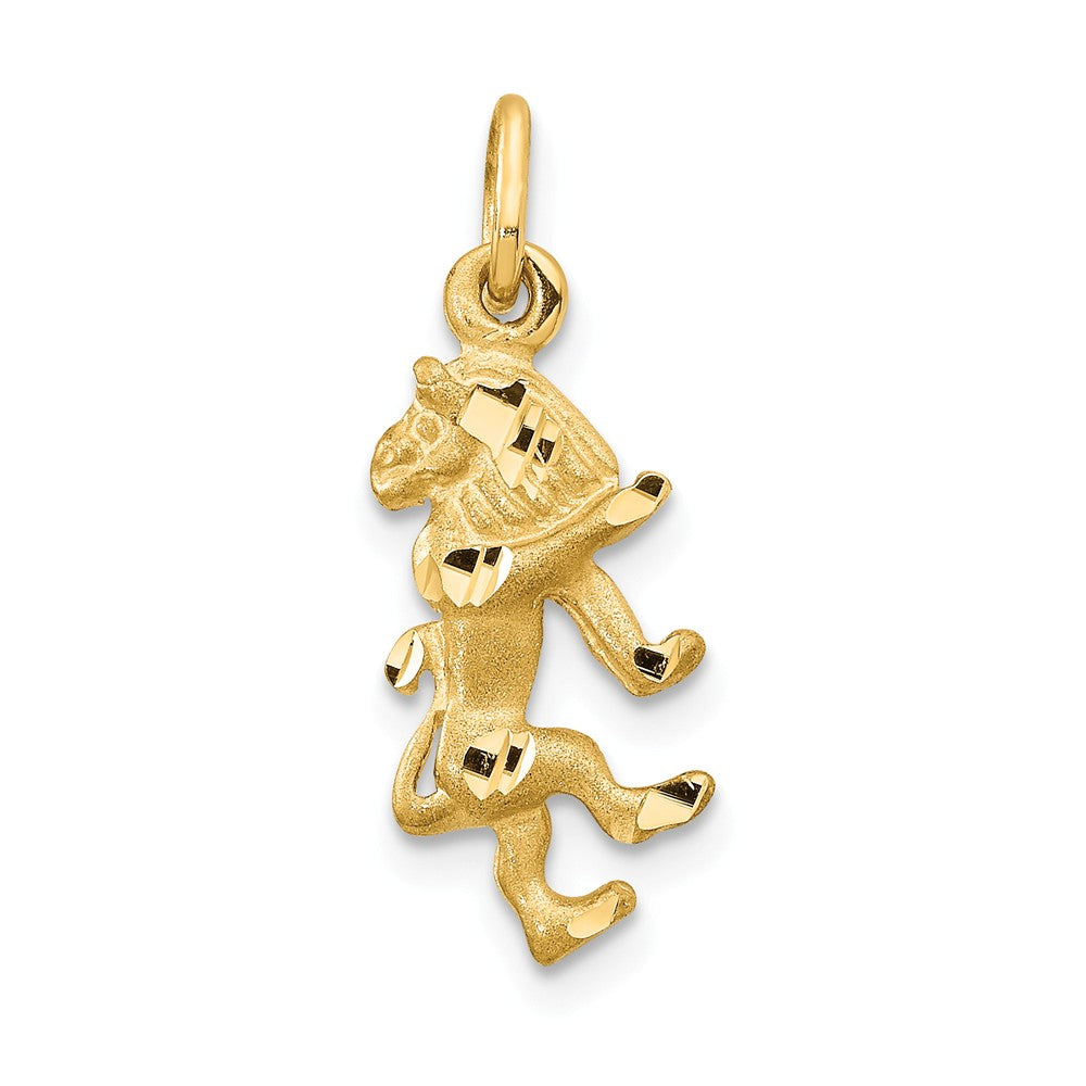 14k Yellow Gold Leo the Lion Zodiac Satin and Diamond Cut Charm, Item P10936 by The Black Bow Jewelry Co.