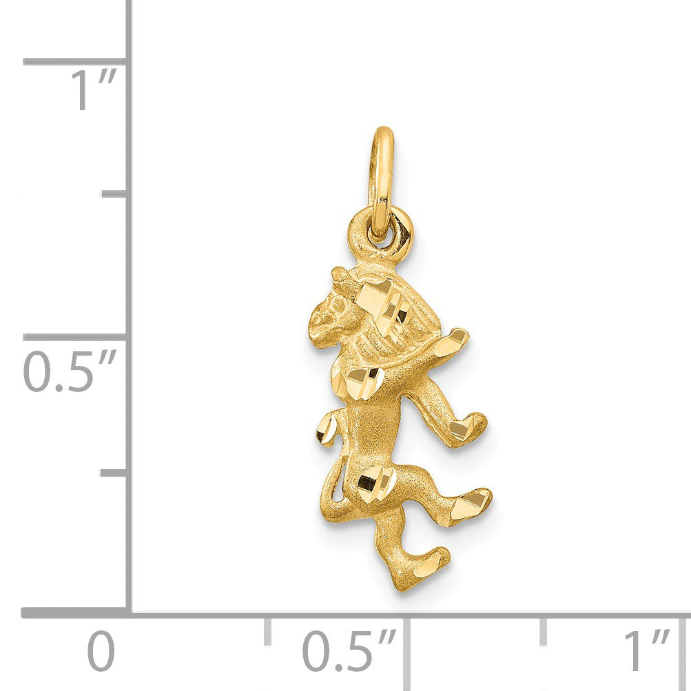 Alternate view of the 14k Yellow Gold Leo the Lion Zodiac Satin and Diamond Cut Charm by The Black Bow Jewelry Co.