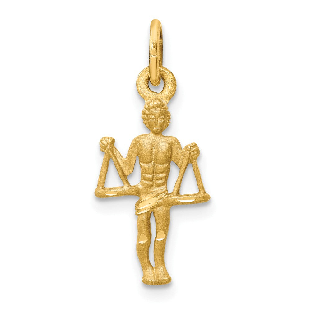 14k Yellow Gold Libra the Scale Zodiac Satin and Diamond Cut Charm, Item P10938 by The Black Bow Jewelry Co.