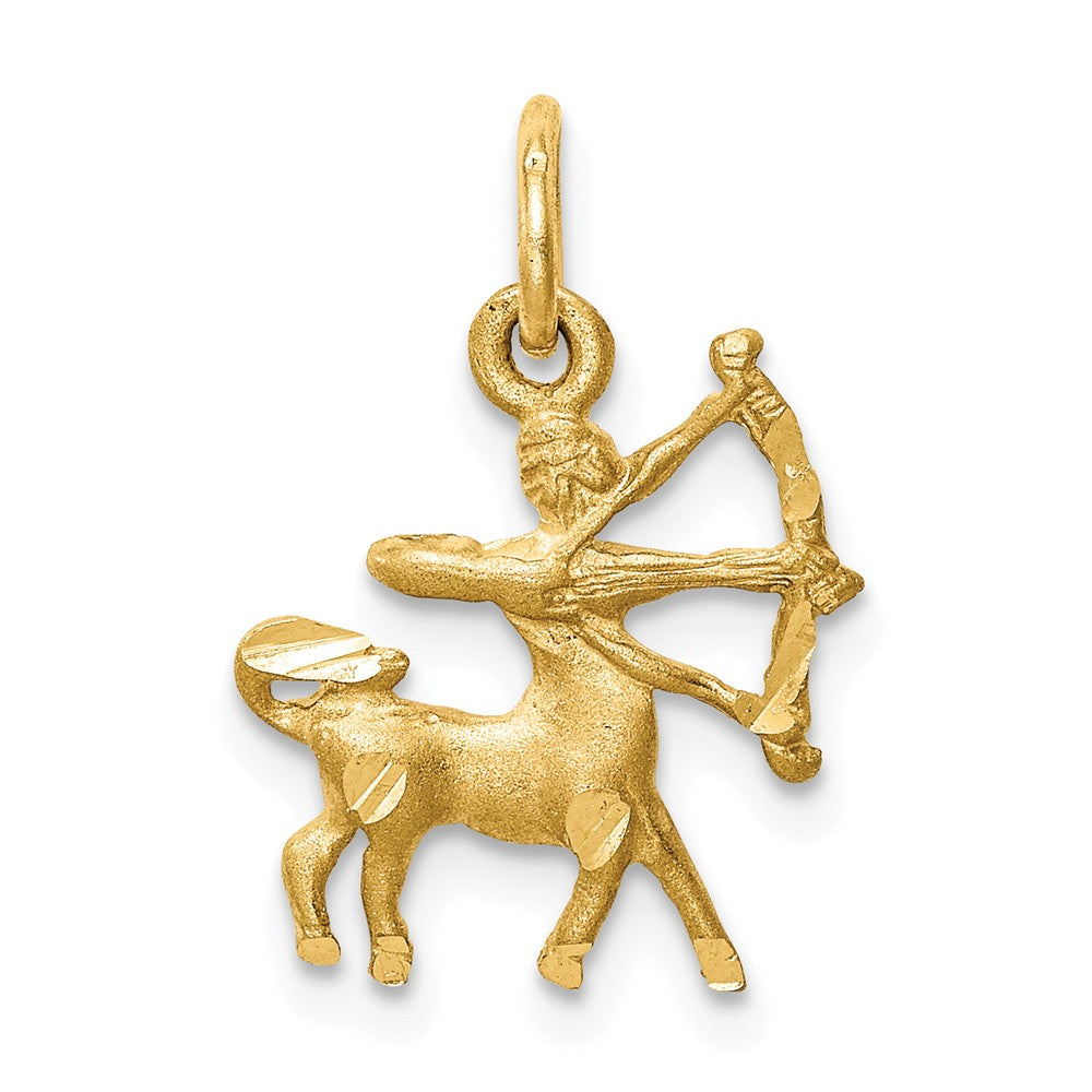 14k Yellow Gold Sagittarius the Archer Zodiac Satin &amp; D/C Charm, Item P10940 by The Black Bow Jewelry Co.