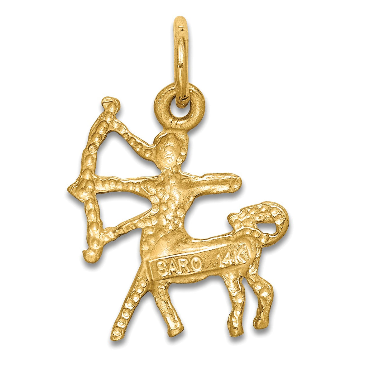 Alternate view of the 14k Yellow Gold Sagittarius the Archer Zodiac Satin &amp; D/C Charm by The Black Bow Jewelry Co.