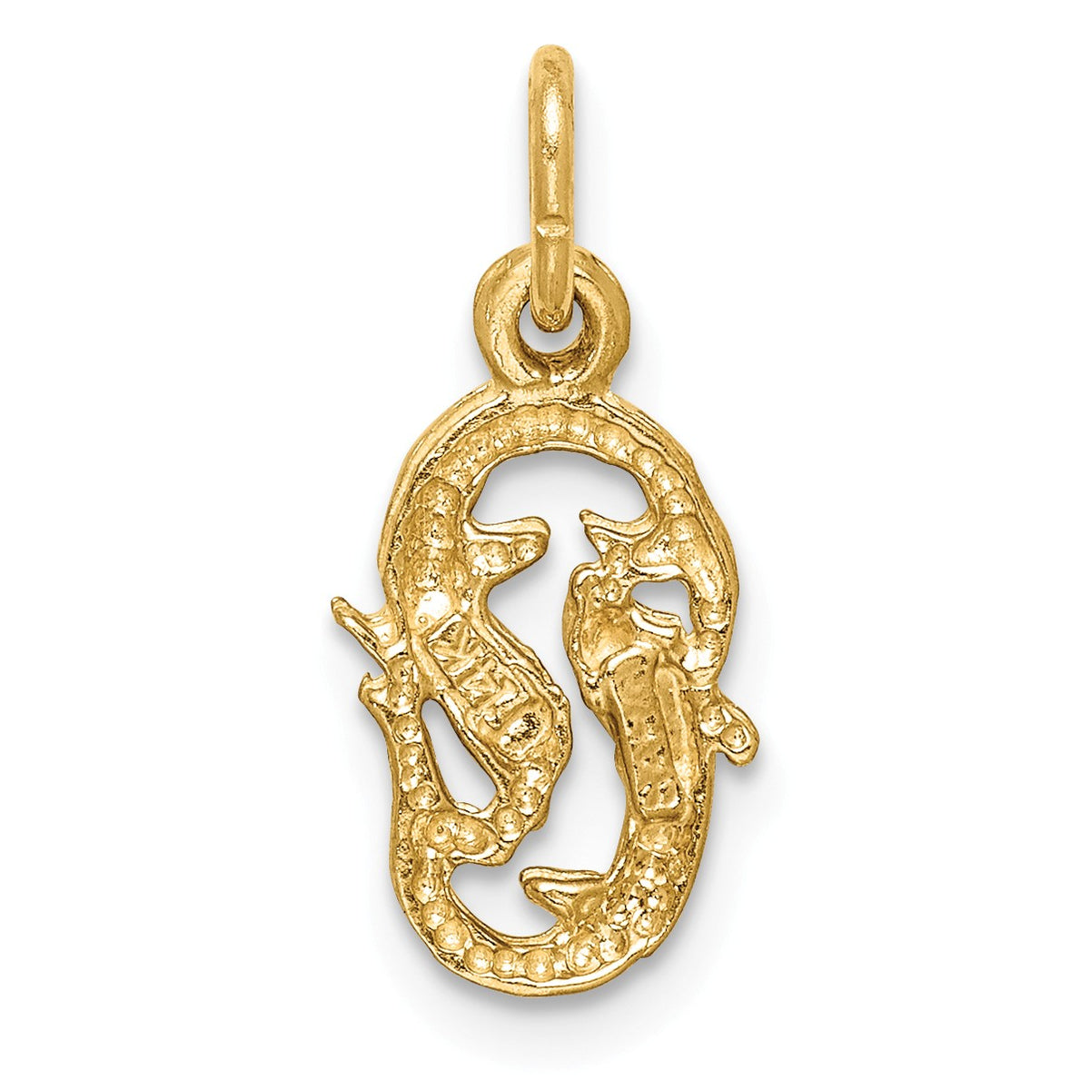 Alternate view of the 14k Yellow Gold Pisces the Fish Zodiac Satin and Diamond Cut Charm by The Black Bow Jewelry Co.