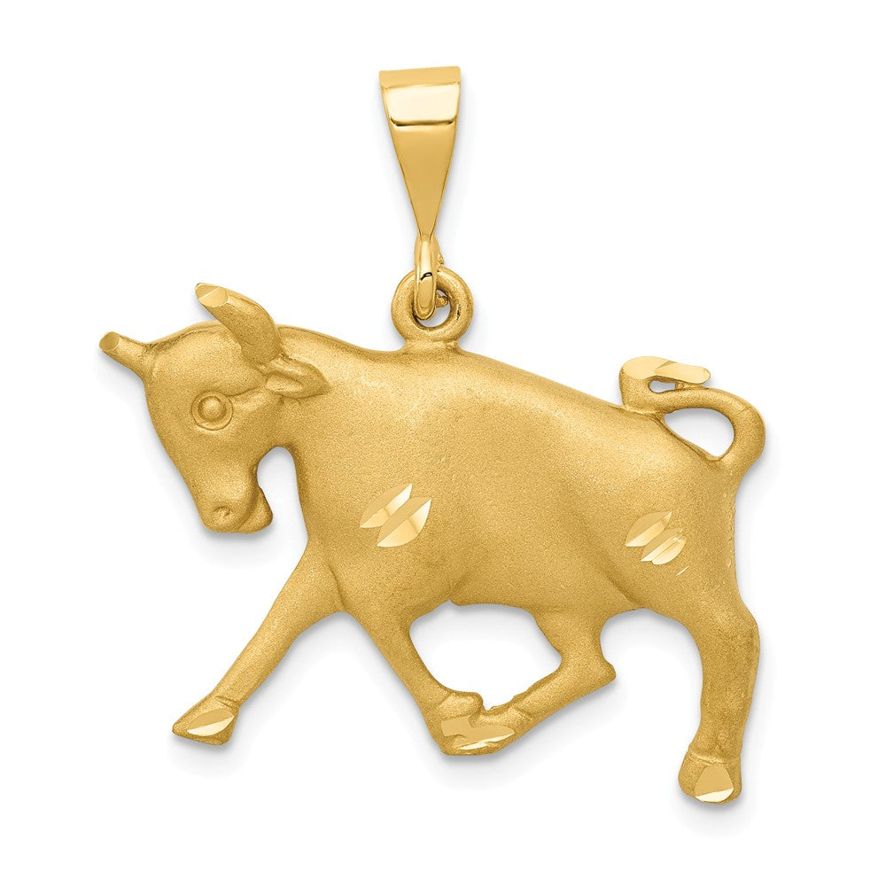 14k Yellow Gold Large Taurus the Bull Zodiac Pendant, Item P10945 by The Black Bow Jewelry Co.