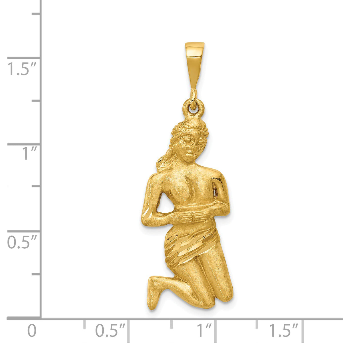 Alternate view of the 14k Yellow Gold Large Virgo the Virgin Zodiac Pendant by The Black Bow Jewelry Co.