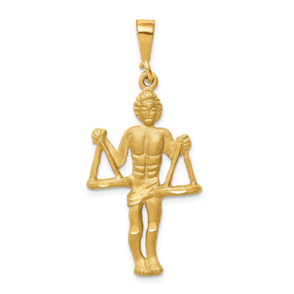 14k Yellow Gold Large Libra the Scale Zodiac Pendant, Item P10950 by The Black Bow Jewelry Co.