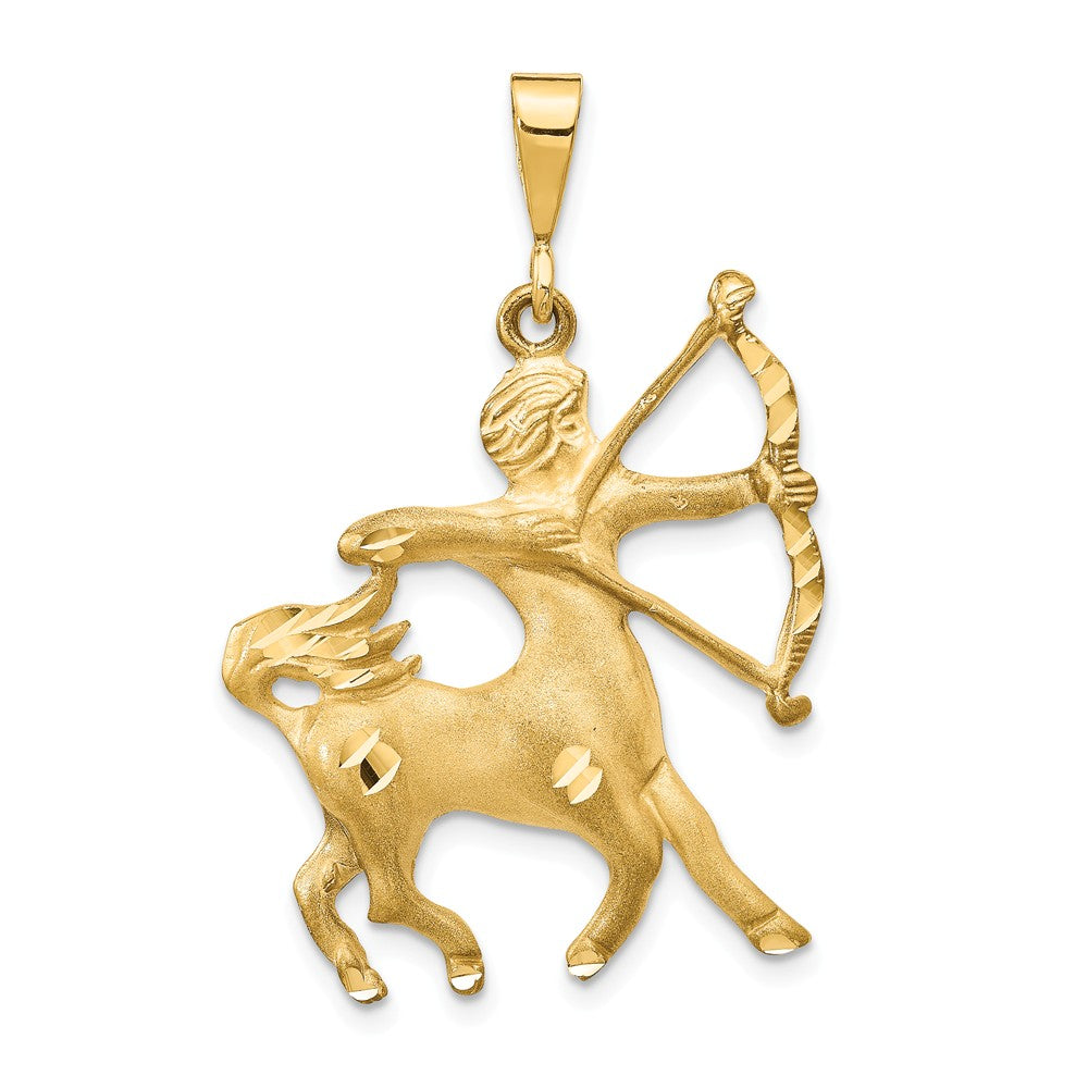 14k Yellow Gold Large Sagittarius the Archer Zodiac Pendant, Item P10952 by The Black Bow Jewelry Co.
